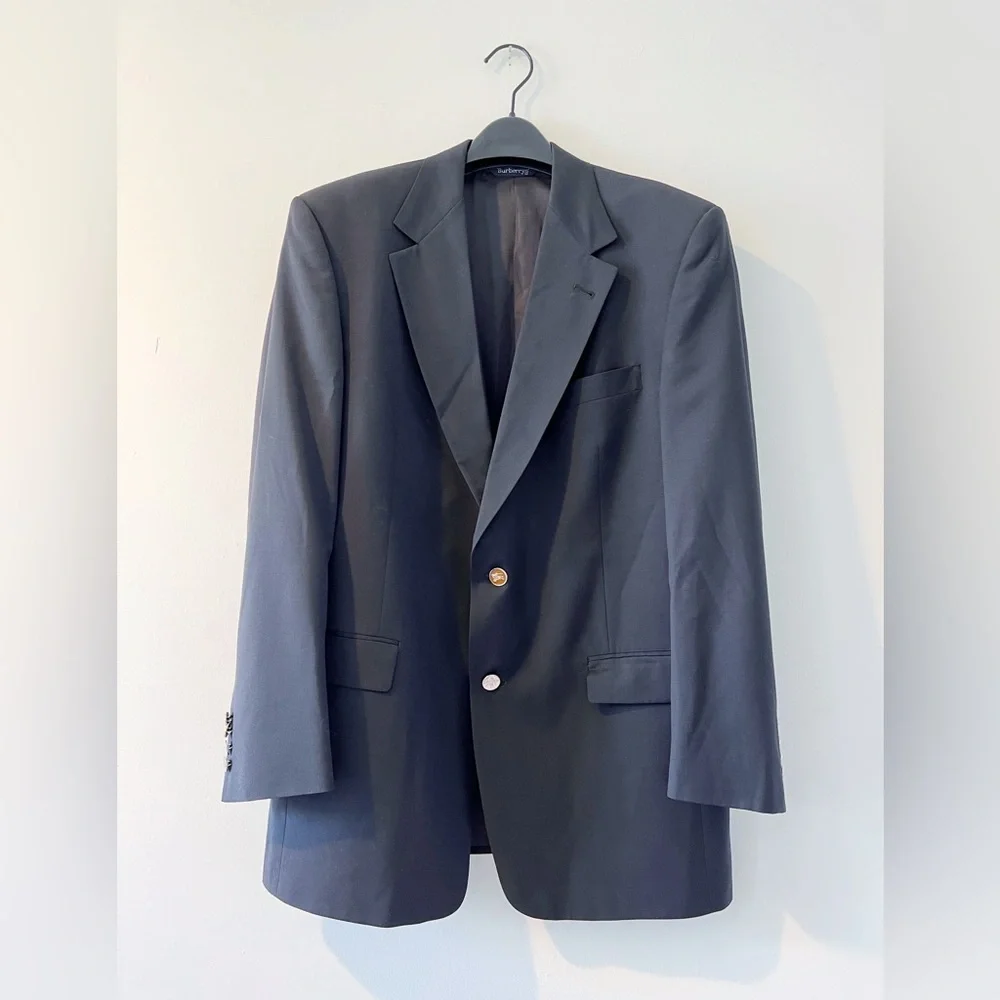 Vintage Burberrys wool‎ blazer sport jacket navy blue unisex mens womens 80s 90s